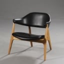 Henrik Pedersen, lænestol / loungestol, model Spän. Eg, sort læder