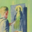 Aksel Jørgensen & Unknown artist. Artist in his studio & installation. (2)