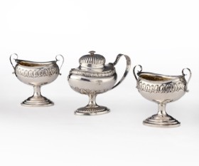 Senempire silver mustard jar and salt shaker, Copenhagen 1826 (3)