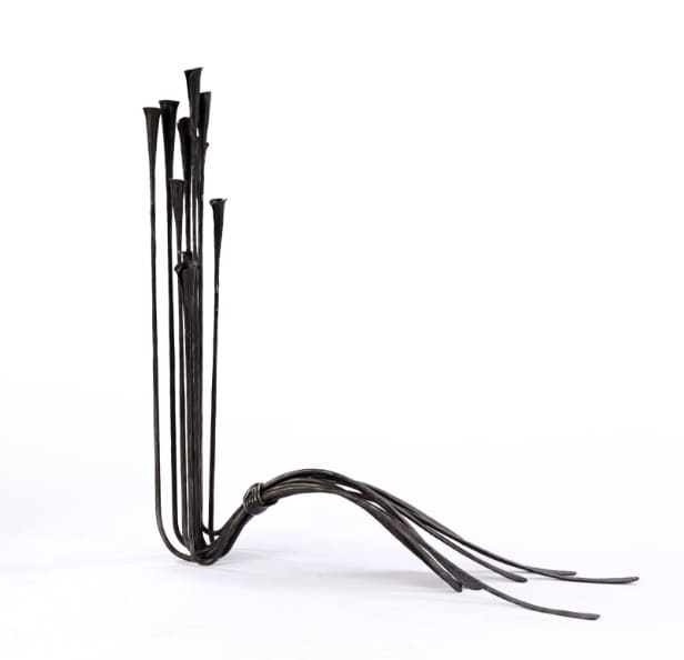 French wrought iron floor sconce, mid 20th century