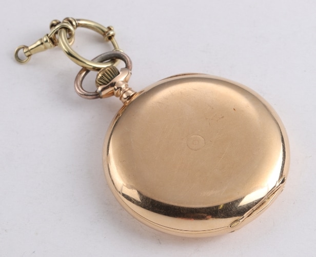 Schweizisk dobbeltkapslet herrelommeur af 14 kt. guld, o. 1910