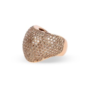 Diamond ring of 18 kt. rose gold with champagne colored diamonds, approx. 4.00 ct.