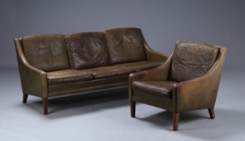 Dansk møbelproducent. Tre-personers sofa og lænestol, palisander (2)