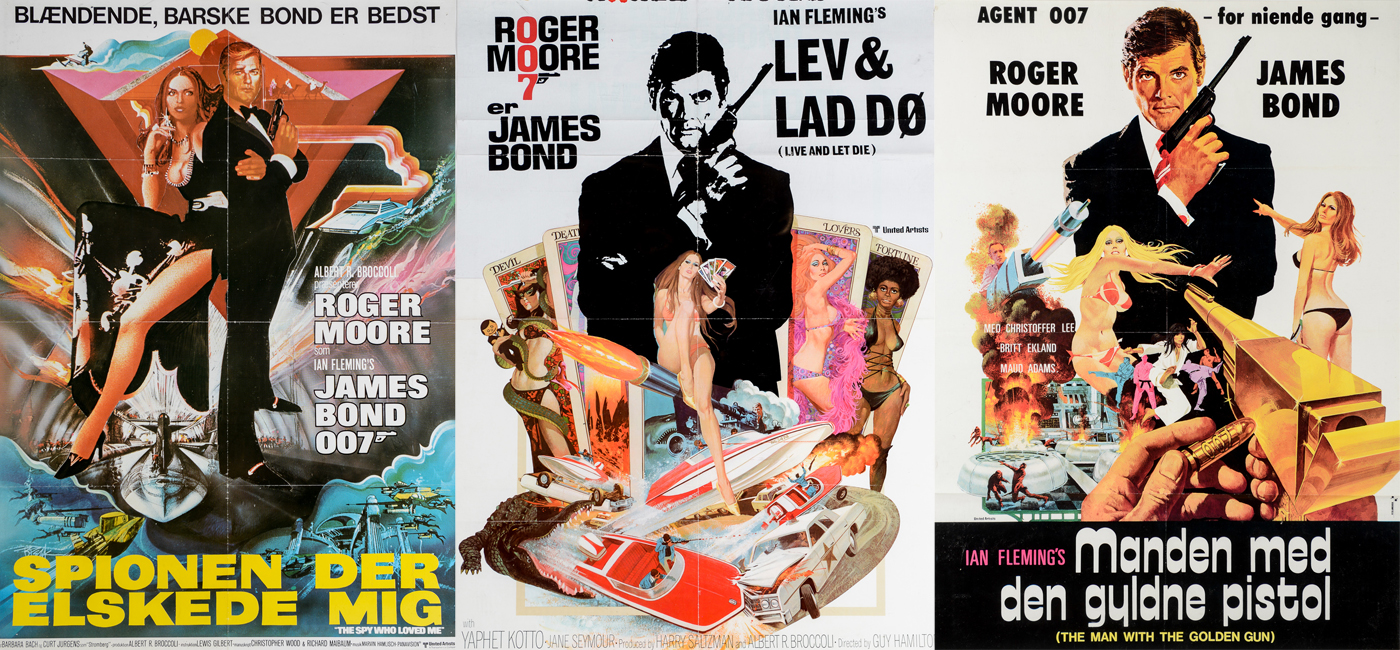 Tre Vintage James Bond Plakater Leve Og Lad Do Manden Med Den Gyldne Pistol Samt Spionen Der Elskede Mig 3 Lauritz Com