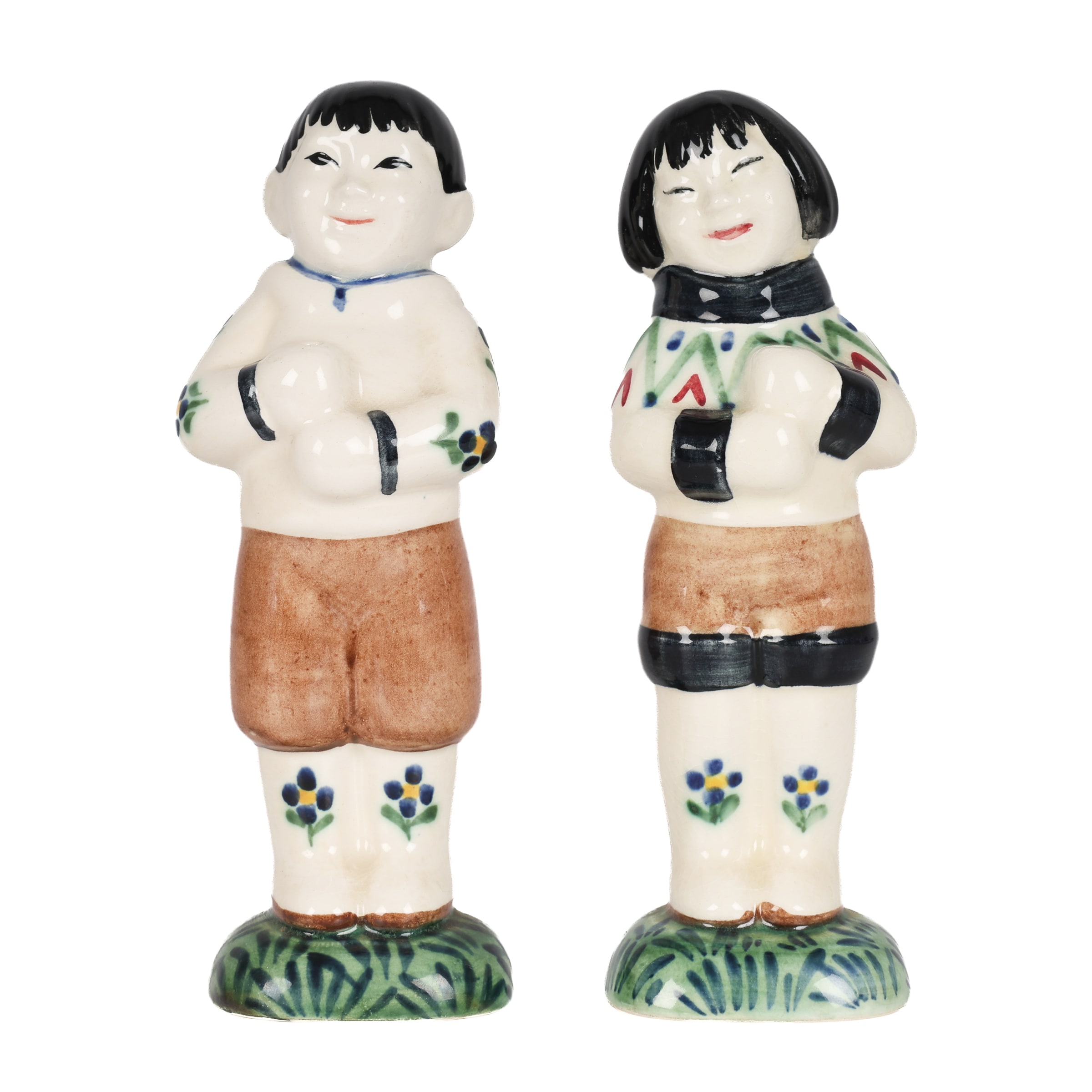 Aluminia: Children's Aid Day figures 'Greenland Girl' and 'Greenland Boy'. (2)