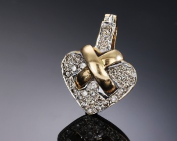 Fleksibelt hjerte- diamantvedhæng af 14 kt. guld og hvidguld