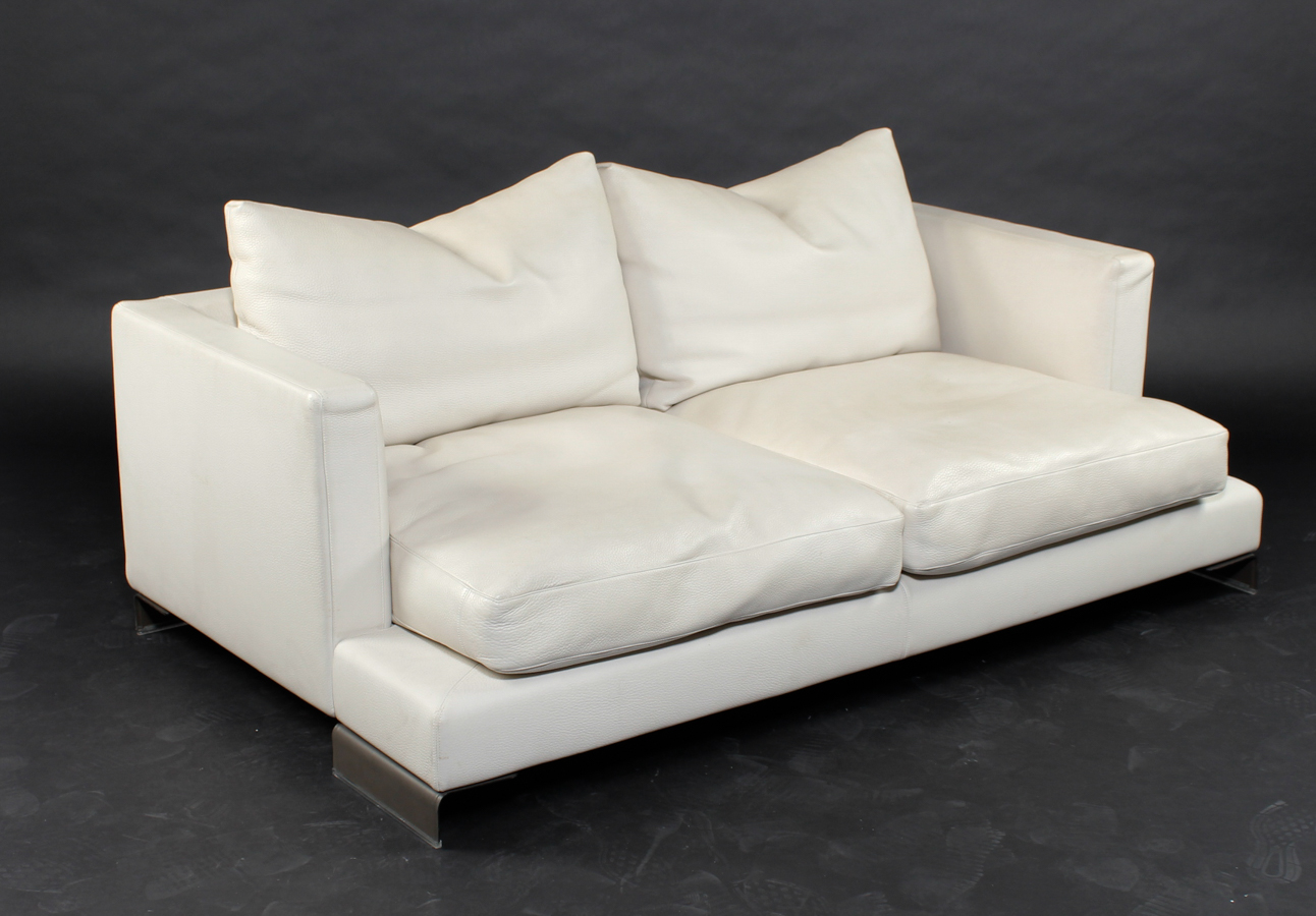 Flexform Long Island Two Seater Sofa White Leather Lauritz Com