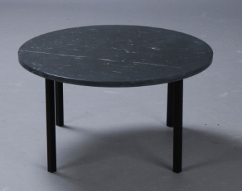 Cirkulært sofabord, sort marmor