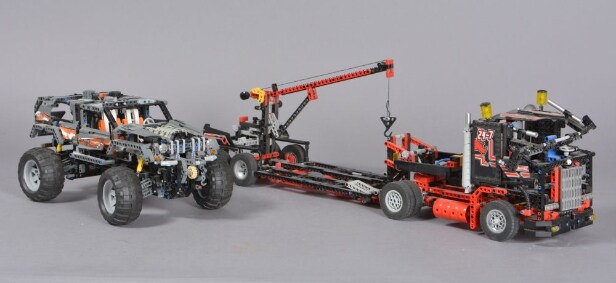 Lego Technic. Lastbil m/ anhænger samt bil, 8285 & 8297, m/ manualer (2)