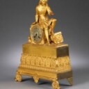 Fransk Louis Philippe kaminur af bronze, 1800-tallets midte