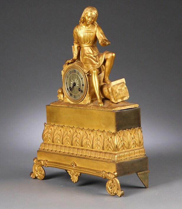 Fransk Louis Philippe kaminur af bronze, 1800-tallets midte