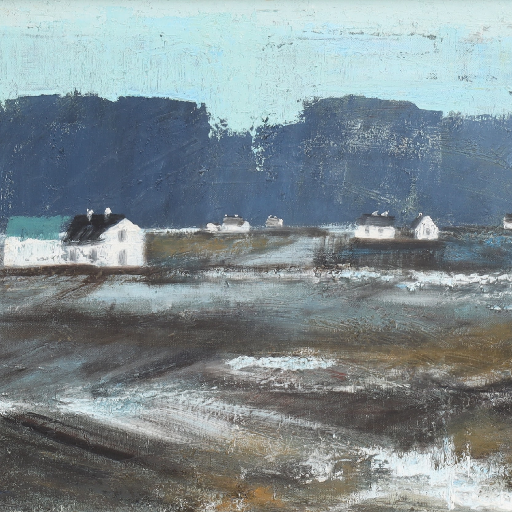 Ernst Rasmussen (1912-1964): Landscape with houses, Faroe Islands. (cd ...