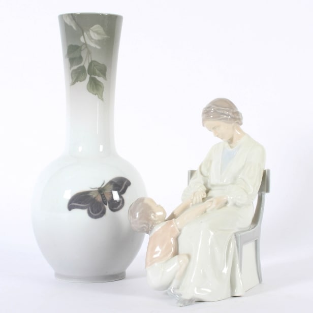 B&G figur og Royal Copenhagen vase (2)