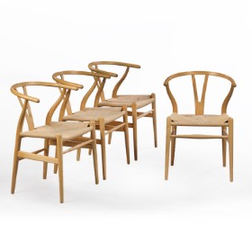 Hans J. Wegner for Carl Hansen & Søn. Sæt på fire armstole af ask, model CH-24/ 'Y-stolen' (4)