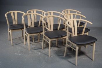 Spisestue stole, model Nanna med polster i sort læder (8)