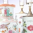 China. Pair of table lamps, vase etc. made of porcelain (4)