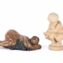 Kai Nielsen (1882-1924) for Kähler og Bing & Grøndahl: To figurer af terracotta og porcelæn (2)