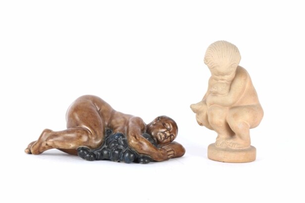 Kai Nielsen (1882-1924) for Kähler og Bing & Grøndahl: To figurer af terracotta og porcelæn (2)
