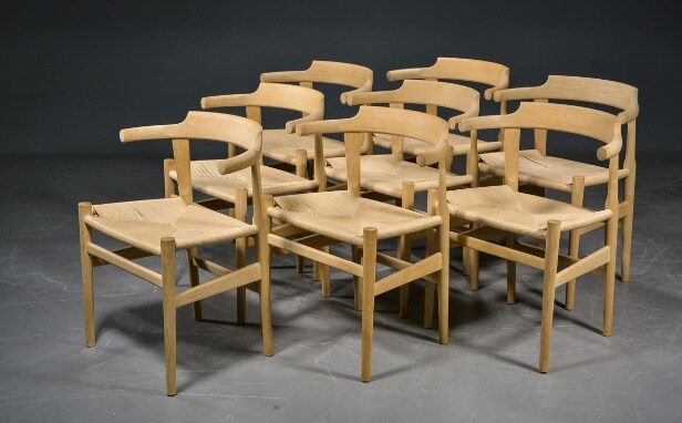 Hans J. Wegner. 8 armstole, egetræ, model PP-58 (8)