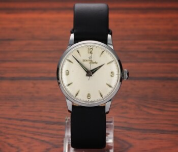 Zenith Sporto. Vintage herreur i stål med sølvfarvet skive, ca. 1950erne