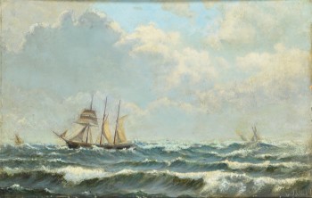 Carl Bille. Marine med sejlskibe i høj sø