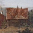 Ubekendt kunstner, 1800-tallet: Landskab med huse