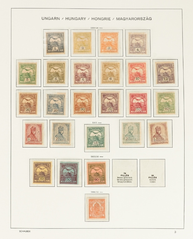 LOT 62. HUNGARY. 1871-1999. Very nice and well-stocked unused/mint collection in 6 Schaubek albums