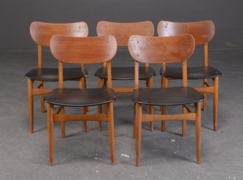 Dansk møbelproducent. Fem stole af teak og eg (5)