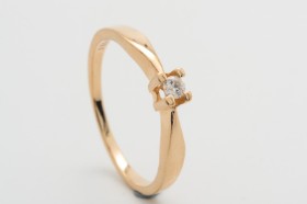 Solitaire ring with brilliant-cut approx. 0.05 ct. 14 kt. gold. Str. 52