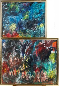 Unknown artist. Two abstract compositions. Mid 20th century. (2)