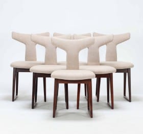 Arne Vodder (1926-2009) for Sibast Furniture: Et sæt på seks spisestole af palisander med medestel, 1960'erne (6)