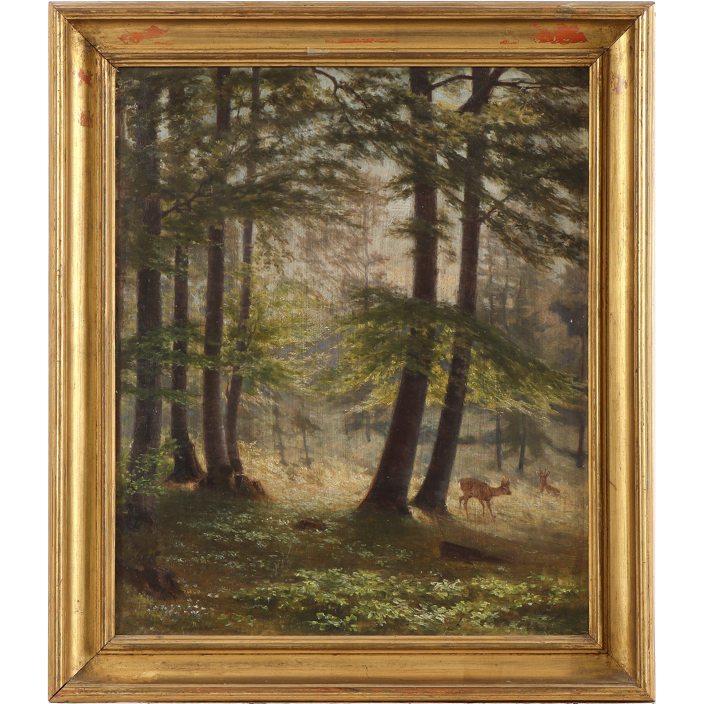 Peter Busch. Forest clearing with fallow deer.