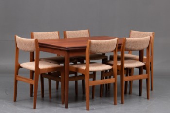Dansk møbelproducent: Spisebord med hollandsk udtræk og 6 stole - teaktræ (7)