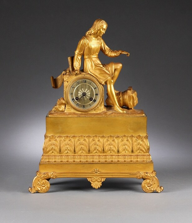 Fransk Louis Philippe kaminur af bronze, 1800-tallets midte