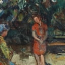 Johannes Andersen. Landskab m/ to personer m.m. (2)