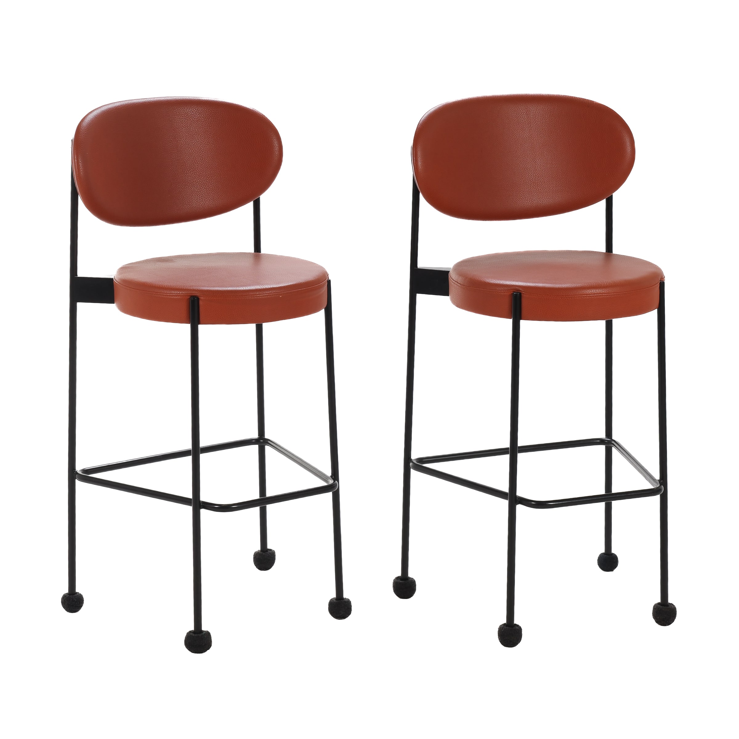 Verner Panton: Pair of 'Verpan' barstools with leather. (2)
