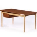 Ib Kofod-Larsen for Fredericia chair factory. Rare free-standing desk in teak/oak