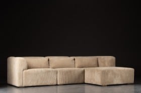 Living&more. 3 - pers sofa med chaiselong, Model Karl - Beige