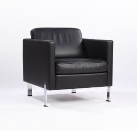 De Sede. Læne/lounge stol af sort læder og stål, model DS-118