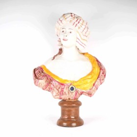 Unknown artist (CM): Faience female bust. Sign. CM.