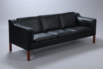 Børge Mogensen. Three-person sofa, model 2213, black leather