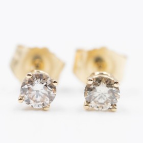 Pair of brilliant earrings in 14 kt gold, 0.33 ct. (2)