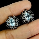 A pair of rhodium-plated sterling silver earrings with faceted topazes and black spinels. (2)