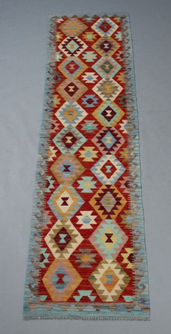 Afghansk Kelim, 100 % uld, 301 x 80 cm