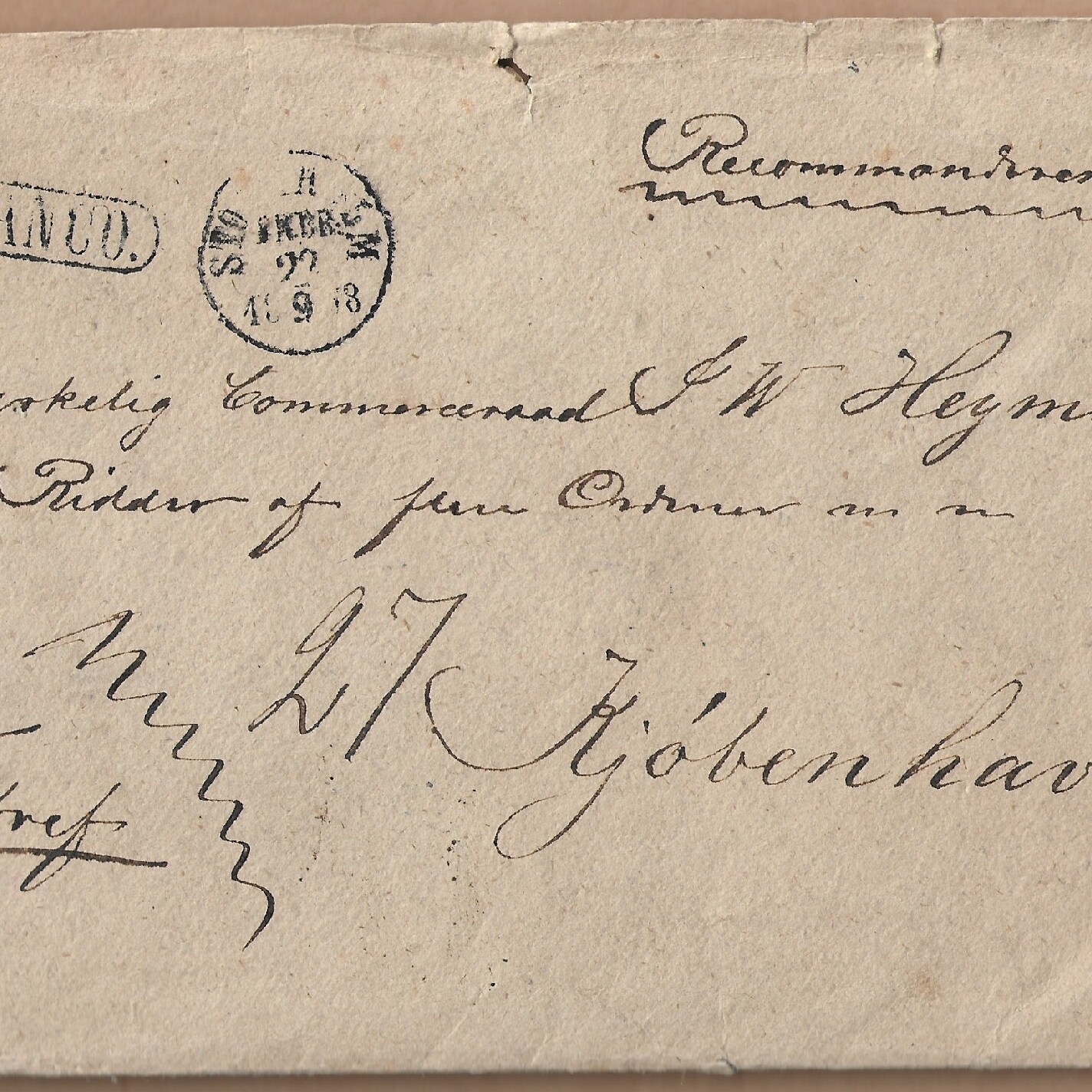 LOT 15. SWEDEN. Registered, unfranked official letter from STOCKHOLM 22 ...