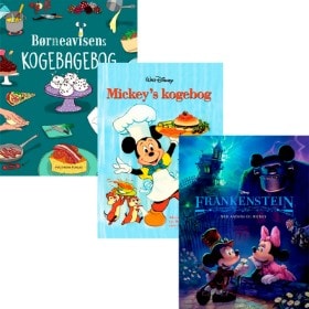 'Disneys Mickey's kogebog', 'Frankenstein - Med Anders og Mickey' og 'Børneavisens kogebagebog' af Børneavisen, Jasmin Gabay, Jon Daniel Edlund m.fl. (3)