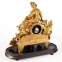 Phillippe H. Mourey. French mantel clock with glass dome, last quarter of the 19th century