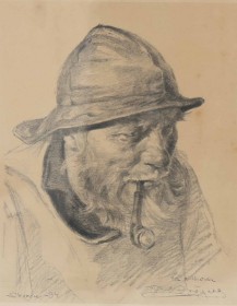 P. S. Krøyer (1851-1909), efter: Fisker med pibe, litografi