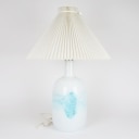 Holmegaard: Large table lamp of white and blue glass, model 399, 1970s