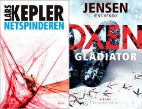 'Netspinderen - Joona Linna 9' af Lars Kepler og 'Gladiator - Oxen 5' af Jens Henrik Jensen (2)